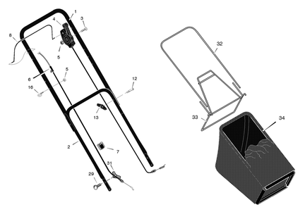 Handle And Bag Assembly Diagram and Parts List for 228511X24A 2004 Briggs and Stratton Lawn Mower